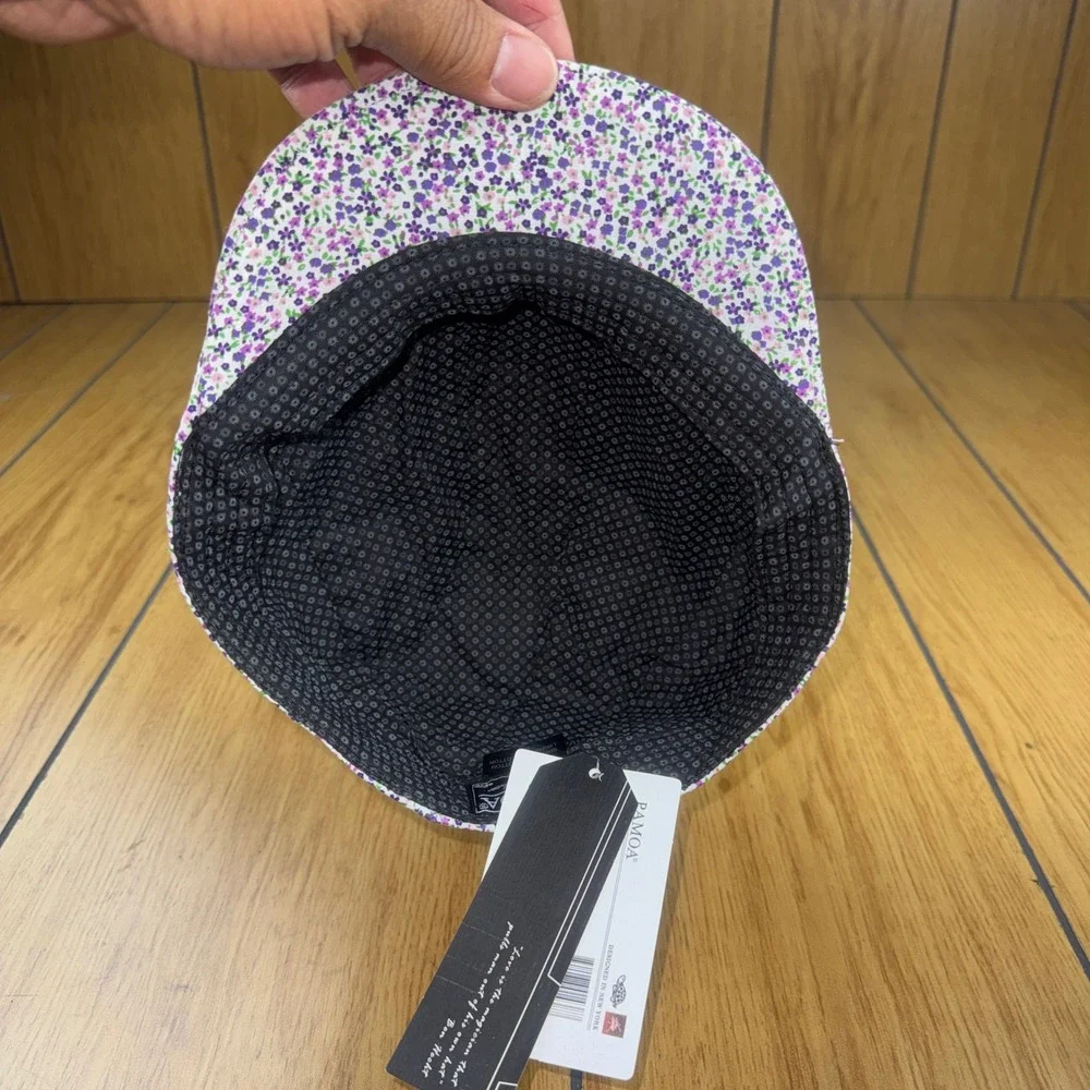 Pamoa Premium Headwear Womens Purple Floral Flat Cap Ivy Hat‎ PMV720 S/M NEW